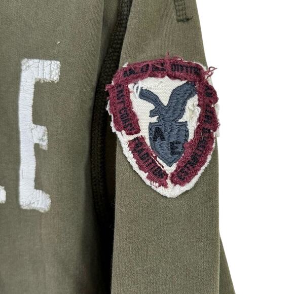 Y2K American Eagle Green Hoodie Pullover Sweatshirt Logo patch Men's Small AE - Picture 3 of 8